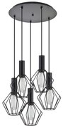 SE21-BL-4-5BL-GR1 ADEPT TUBE Black Pendant Black Metal Grid+