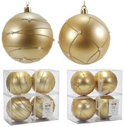 Χριστουγεννιάτικη Μπάλα Χρυσό 100mm Με Πέρλες Σετ 4Τμχ Σε 2 Σχέδια