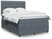 vidaXL Κρεβάτι Boxspring με Στρώμα Σκούρο Γκρι 140x190 εκ. Βελούδινο