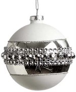Χριστουγεννιάτικη Μπάλα Γυάλινη Ασημί 8cm 51693b