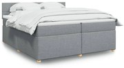 vidaXL Κρεβάτι Boxspring με Στρώμα Ανοιχτό Γκρι 200x200 εκ. Υφασμάτινο