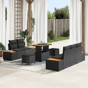 vidaXL Σετ Καναπέ Κήπου 8 Τεμαχίων με Μαξιλάρια Μαύρο Πολυρατάν, vidaXL Σετ Καθίσματος Κήπου 3 Τεμαχίων με Μαξιλάρια Μαύρο Πολυρατάν