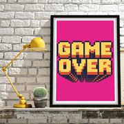 Πόστερ &amp; Κάδρο Game Over Pink GM125 21x30cm Εκτύπωση Πόστερ (χωρίς κάδρο)