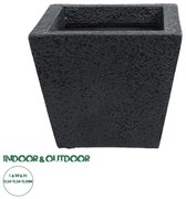 20770 GloboStar®  Artificial Garden KARRASPIO 20770 Επιδαπέδιο Πολυεστερικό Τσιμεντένιο Κασπώ Γλάστρα - Flower Pot Μαύρο Μ34 x Π34 x Υ30cm