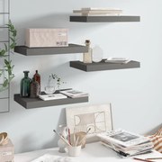 Ράφια Τοίχου Γυαλιστερά Γκρι 4 Τεμάχια 40 x 23 x 3,8 εκ. MDF 323786