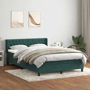 Κρεβάτι Boxspring με Στρώμα Σκούρο Πράσινο 140x210εκ. Βελούδινο