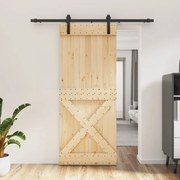 vidaXL Συρόμενη Μεσόπορτα με Μηχανισμό 85 x 210 εκ. Μασίφ Ξύλο Πεύκου