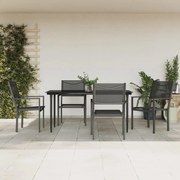 vidaXL Σετ Τραπεζαρίας Κήπου 5 Τεμαχίων Μαύρο Ατσάλι & Textilene