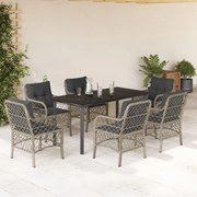 vidaXL Σετ Τραπεζαρίας Κήπου 7 τεμ. Αν. Γκρι Συνθ. Ρατάν με Μαξιλάρια