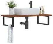 vidaXL Ράφι Νιπτήρα Τοίχου από Ατσάλι / Μασίφ Ξύλο Δρυός
