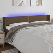 vidaXL Κεφαλάρι Κρεβατιού LED Σκούρο Καφέ 203x16x78/88 εκ. Υφασμάτινο