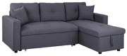 Γωνιακός καναπές - Κρεβάτι WAYNE Ύφασμα Γκρί 224x147x85Υ εκ. 224x147x85 εκ.