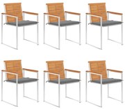 vidaXL Καρέκλες Κήπου 6 τεμ. από Μασίφ Ξύλο Ακακίας με Μαξιλάρια