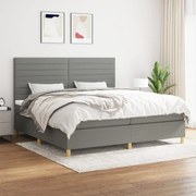 Κρεβάτι Boxspring με Στρώμα Σκούρο Γκρι 200x200 εκ. Υφασμάτινο - Γκρι