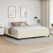 vidaXL Σκελετός κρεβατιού με στρώμα Κρεμ 200 x 200 cm Τεχνητό δέρμα