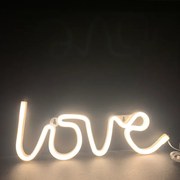 LOVE, 118 NEON LED ΛΑΜΠΑΚΙΑ ΜΕ ΜΠΑΤΑΡΙΑ (3xAA)/USB, WW, IP20, 35.5x2x13cm - X041181322