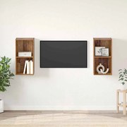vidaXL Τηλεοπτική Κάβα Τοίχου 2 pcs Παλιό ξύλο 37 x 37 x 72 εκ