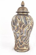 Βάζο Κεραμικό Χρυσό &amp; Γκρι 17.5x17.5x38.5cm 752-20029 Estheti 752-20029 Γκρι