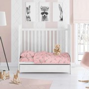 Σεντόνι Βρεφικό Με Λάστιχο Birds 15 Pink DimCol Κούνιας 70x155cm 100% Cotton Flannel