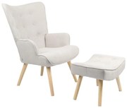 Πολυθρόνα με υποπόδιο Vivienne ύφασμα ανοιχτό γκρι-φυσικό πόδι 75x69x96εκ 75x69x96 εκ.