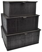 Κουτιά Αποθήκευσης 836802 (Σετ 3Τμχ) 24x18x11/29x23x14/32x25x15cm Black Ankor Bamboo