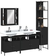 vidaXL Σετ Ντουλάπι Μπάνιου 4 Τεμαχίων Μαύρο από Επεξεργασμένο Ξύλο