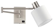SE21-NM-52-SH1 ADEPT WALL LAMP Nickel Matt Wall lamp with Switcher and White Shade+