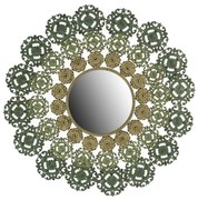 Artekko Medallion Καθρέπτης Τοίχου Περίτεχνος Μέταλλο MDF Πράσινο Κίτρινο (96x9x96)cm Artekko SA80147-DS