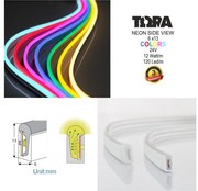 Ταινία Neon LED 12W Πλάγιος Φωτισμός Dimmable IP67 5m Tωra Cubalux 500122 Μπλε