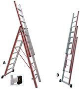 Σκάλα Τριών Τεμαχίων 3x11 Σκαλιά Μετατρεπόμενη Σε Μονή Και Διπλή