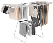 VEVOR 2-Tier Foldable Clothes Drying Rack with Sock Clips & 21 Drying Rods White