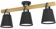 Φωτιστικό Οροφής - Πλαφονιέρα 43635 Boyle 3/E27 Black-Beige Eglo Metal,Wood