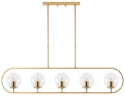 Φωτιστικό Οροφής - Ράγα Jewel 942FLG1145 122x15x49/91cm 5xE14 15W Gold Opviq