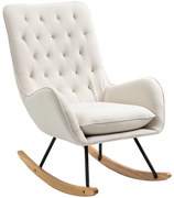 HOMCOM Πολυθρόνα Κουνιστή σε Σκανδιναβικό Σχέδιο Relax Sessel, Κουμπωτή Ραφή, 69 cm x 90 cm x 100 cm, Κρεμ + Φυσικό + Μαύρο