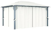 vidaXL Κιόσκι με Κουρτίνα Κρεμ 400 x 300 εκ. Αλουμινίου