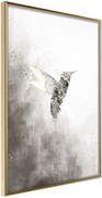 Αφίσα - Hummingbird in Shades of Grey - 40x60 - Χρυσό - Χωρίς πασπαρτού