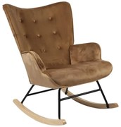 Rocking armchair Georgia taupe velvet fabric-natural 75x71x95cm 75x71x95 εκ.