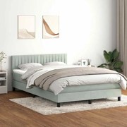 vidaXL Κρεβάτι Boxspring με Στρώμα Ανοιχτό Γκρι 160x210 εκ. Βελούδινο