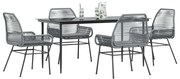 vidaXL Σετ Τραπεζαρίας Κήπου 5 τεμ. Γκρι Συνθ.Ρατάν/Γυαλί με Μαξιλάρια