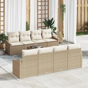 vidaXL Σετ Καναπέ Κήπου 9 Τεμαχίων Με Μαξιλάρια Μπεζ Πολυρατάν