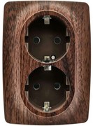 Πρίζα Ρεύματος Ασφαλείας Διπλή Χωνευτή Prime 1000116206 2x2P+E 16A 250VAC Wood Effect Brown Aca