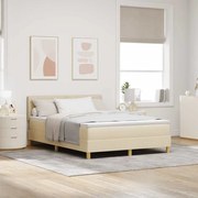 vidaXL Κρεβάτι Βάσης με Στρώμα Κρεμ 160x200 εκ. Ύφασμα