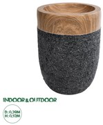 20744 GloboStar®  Artificial Garden BELLAGIO 20744 Επιδαπέδιο Πολυεστερικό Τσιμεντένιο Κασπώ Γλάστρα - Flower Pot Μαύρο με Καφέ Φ39 x Υ52cm