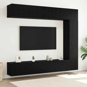 vidaXL Σετ ντουλάπας τηλεόρασης 5 τεμαχίων τοίχου μαύρης καρυδιάς από επεξεργασμένο ξύλο