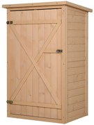 Outsunny Αποθήκη εργαλείων με ράφια, ανθεκτική στις καιρικές συνθήκες, 75 x 56 x 115cm, Φυσικό ξύλο