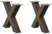 vidaXL Πόδια Τραπεζιού Σαλονιού σε Σχήμα Χ, 2 τεμ. από Φυσικό Ατσάλι 60x(42-43) εκ. Ατσάλι