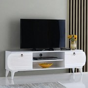 Έπιπλο Τηλεόρασης Ξύλινο Bukres 818 Λευκό Μ165xΠ35xΥ50cm