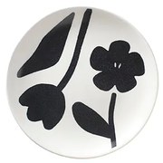 Πιάτο Φρούτου Flora Ζωγραφισμένο Στο Χέρι Stoneware Άσπρο-Μαύρο Ø20 x H2,2cm Broste Copenhagen