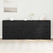 vidaXL Πλαϊνό γραφείο με συρτάρι 3 pcs Μαύρη δρυς 60 x 30 x 70 εκ.