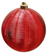 Χριστουγεννιάτικες Μπάλες Με Ρίγες 00.01.13031 (Σετ 6τμχ) 8cm Red